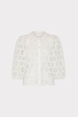 Nannie Circular Embroidery Eyelet Top - White