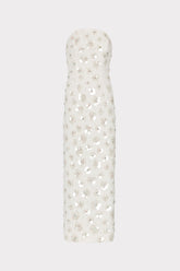 Kait Fleur Paillette Midi Dress - White