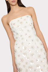 Kait Fleur Paillette Midi Dress - White