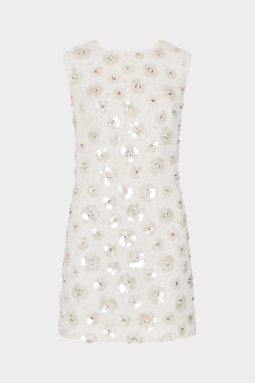 Ivette Fleur Paillette Shift Mini Dress - White
