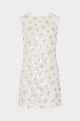 Ivette Fleur Paillette Shift Mini Dress - White