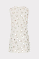 Ivette Fleur Paillette Shift Mini Dress - White