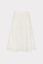Noella Floral Eyelet Skirt - White
