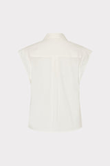 Natalia Floral Eyelet Button Up - White