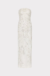 Magnolia Beaded Dream Sequin Maxi Dress - White/Silver