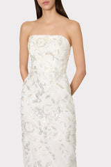 Magnolia Beaded Dream Sequin Maxi Dress - White/Silver