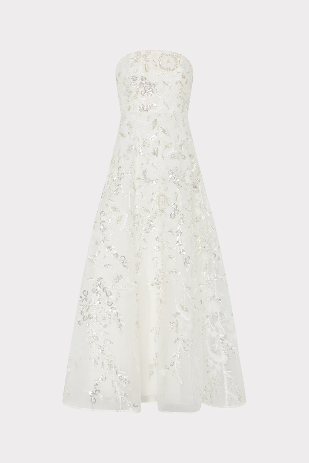 Petunia Beaded Dream Sequins Gown - White/Silver