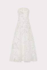 Petunia Beaded Dream Sequins Gown - White/Silver