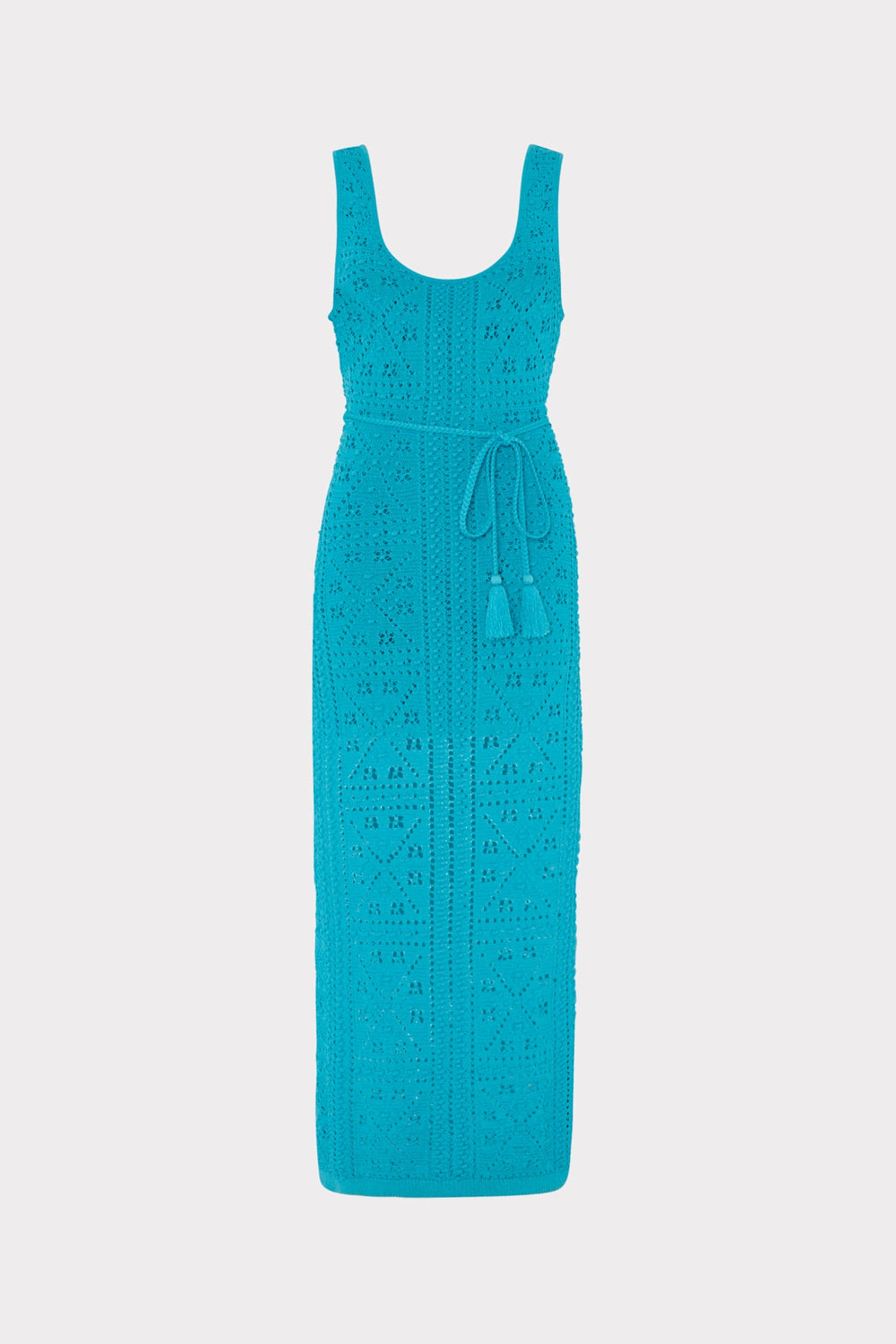Bubble Pointelle Knit Midi Dress - Bright Blue