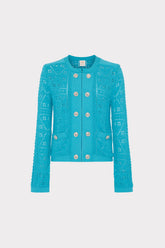 Bubble Pointelle Knit Jacket - Bright Blue