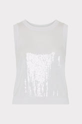 Sequin Knit Shell Top - Ecru