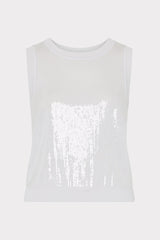 Sequin Knit Shell Top - Ecru