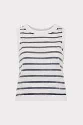 Sequin Knit Shell Top - Ecru/Navy