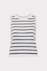 Sequin Knit Shell Top - Ecru/Navy