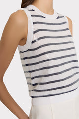 Sequin Knit Shell Top - Ecru/Navy
