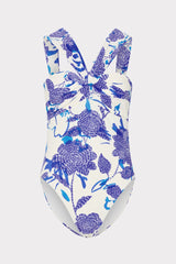 Betsy Brushwork Floral Bandeau One Piece - Blue Multi