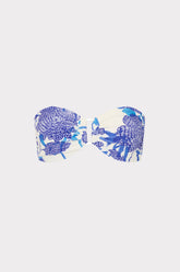 Brushwork Floral Bandeau Bikini Top - Blue Multi