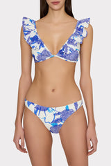 Margot Brushwork Floral Bikini Bottom - Blue Multi