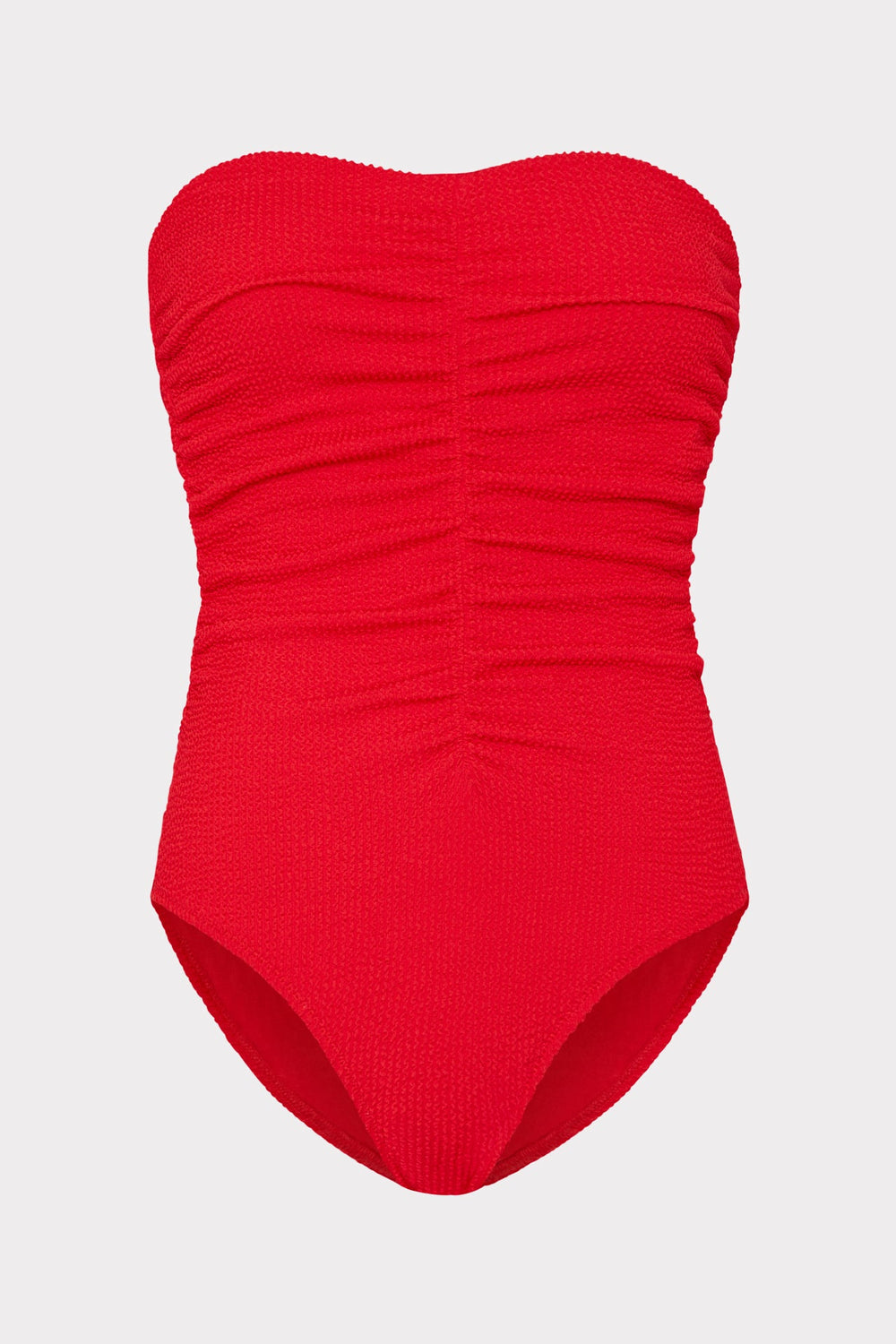 Textured Ruched One Piece - Red
