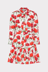 Priscilla Red Peonia Poplin Shirt Dress - Red Multi