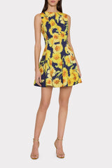 Poppy Sunflower Poplin Mini Dress - Navy Multi