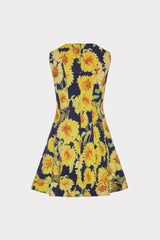 Poppy Sunflower Poplin Mini Dress - Navy Multi