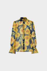 Lacey Sunflower Blouse - Navy Multi