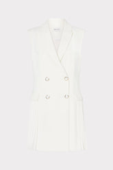 Cora Sleeveless Pleated Blazer Dress - White