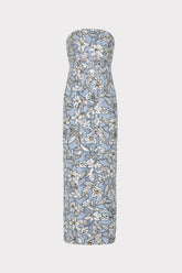Magnolia Silver Floral Sequins Maxi Dress - Silver Multi