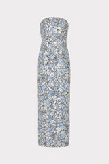 Magnolia Silver Floral Sequins Maxi Dress - Silver Multi