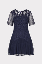 Lana Floral Geo Combo Lace Mini Dress - Navy