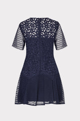 Lana Floral Geo Combo Lace Mini Dress - Navy