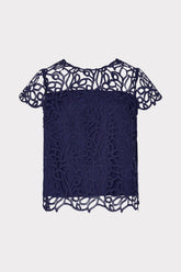 Baby Curled Lace Top - Navy