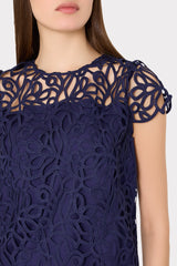 Baby Curled Lace Top - Navy