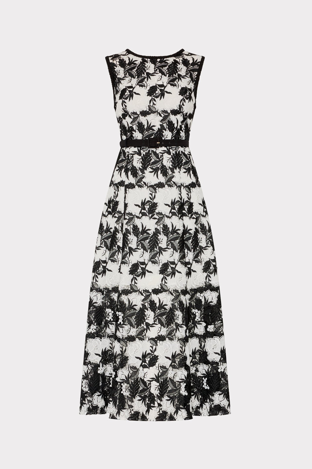 Paloma Two Tone Lace Midi Dress - Black/White