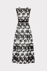 Paloma Two Tone Lace Midi Dress - Black/White