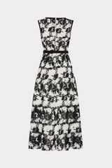 Paloma Two Tone Lace Midi Dress - Black/White