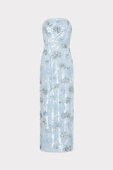 Jasmine Sequins Strapless Dress - Light Blue