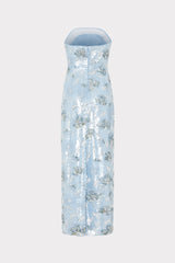Jasmine Sequins Strapless Dress - Light Blue