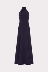 Elena High Neck Cady Dress - Navy