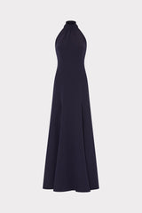 Elena High Neck Cady Dress - Navy