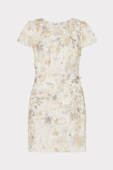 Daisy Floral Embroidery Dress - Silver