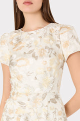 Daisy Floral Embroidery Dress - Silver