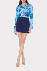 Lacey Blurred Blossom Printed Blouse - Blue Multi