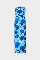 Orion Blurred Blossom Jacquard Dress - Blue Multi