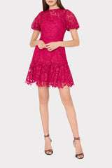 Yasmin Rose Mosaic Mini Dress - Raspberry