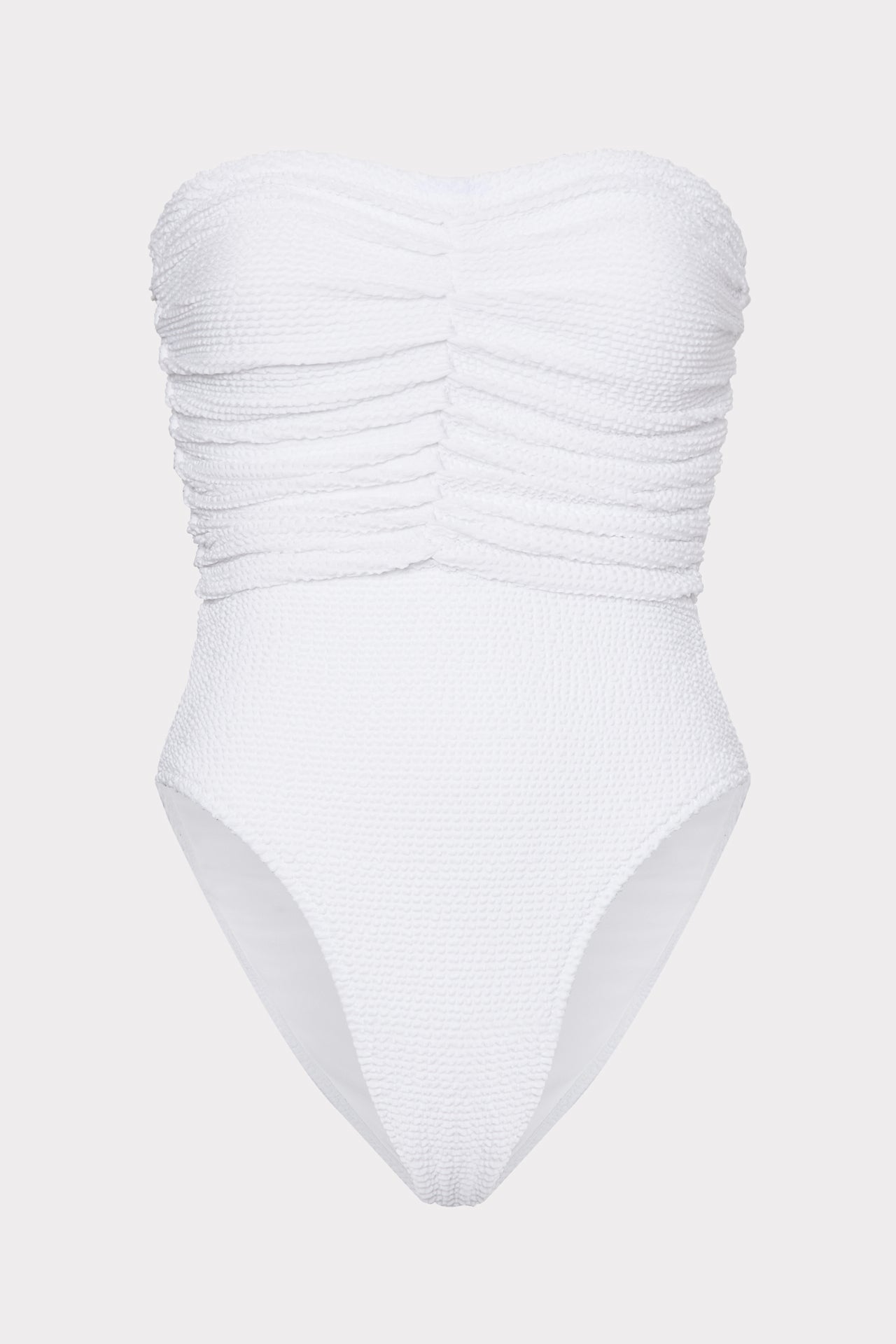 Textured Ruched One Piece - White
