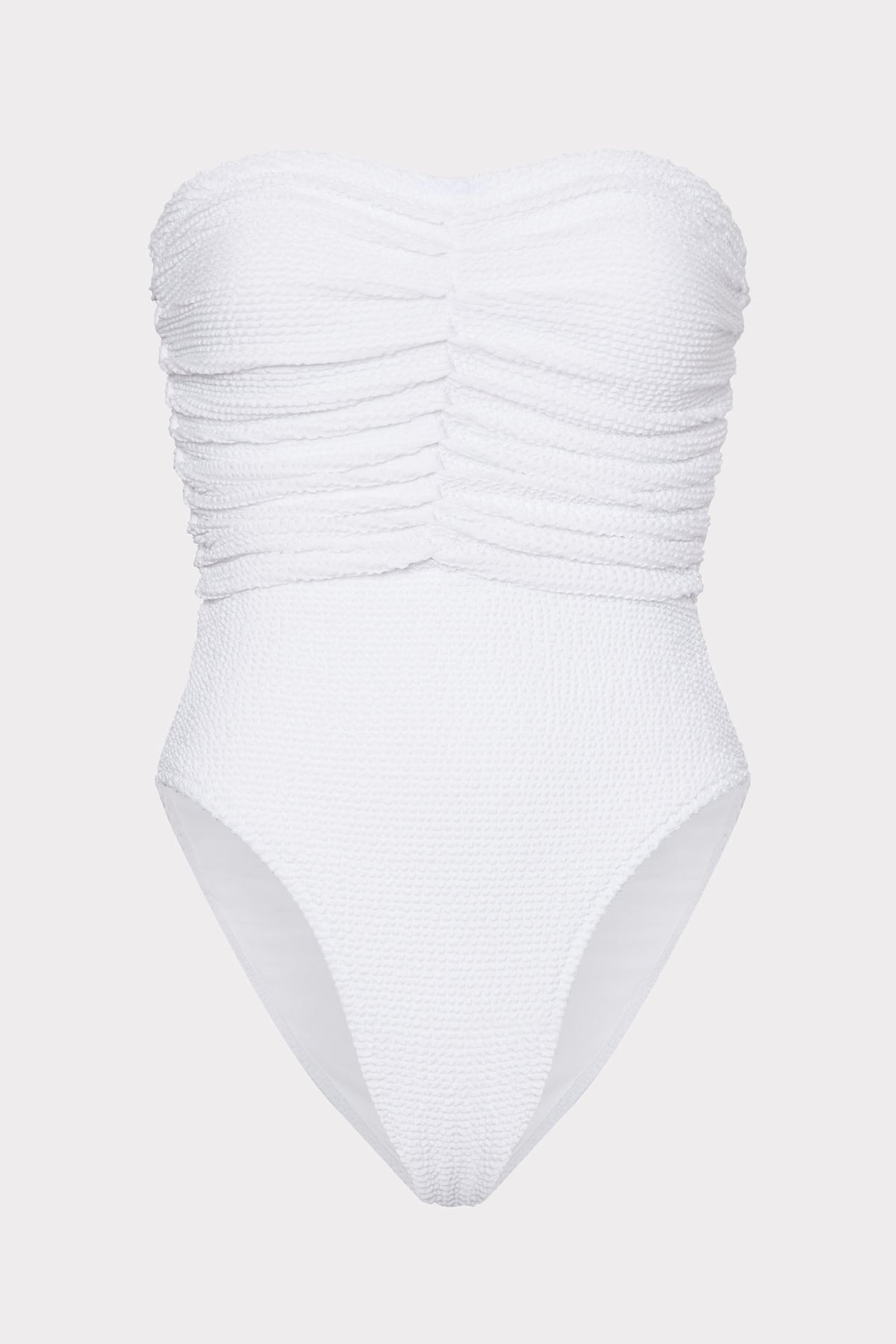 Textured Ruched One Piece - White