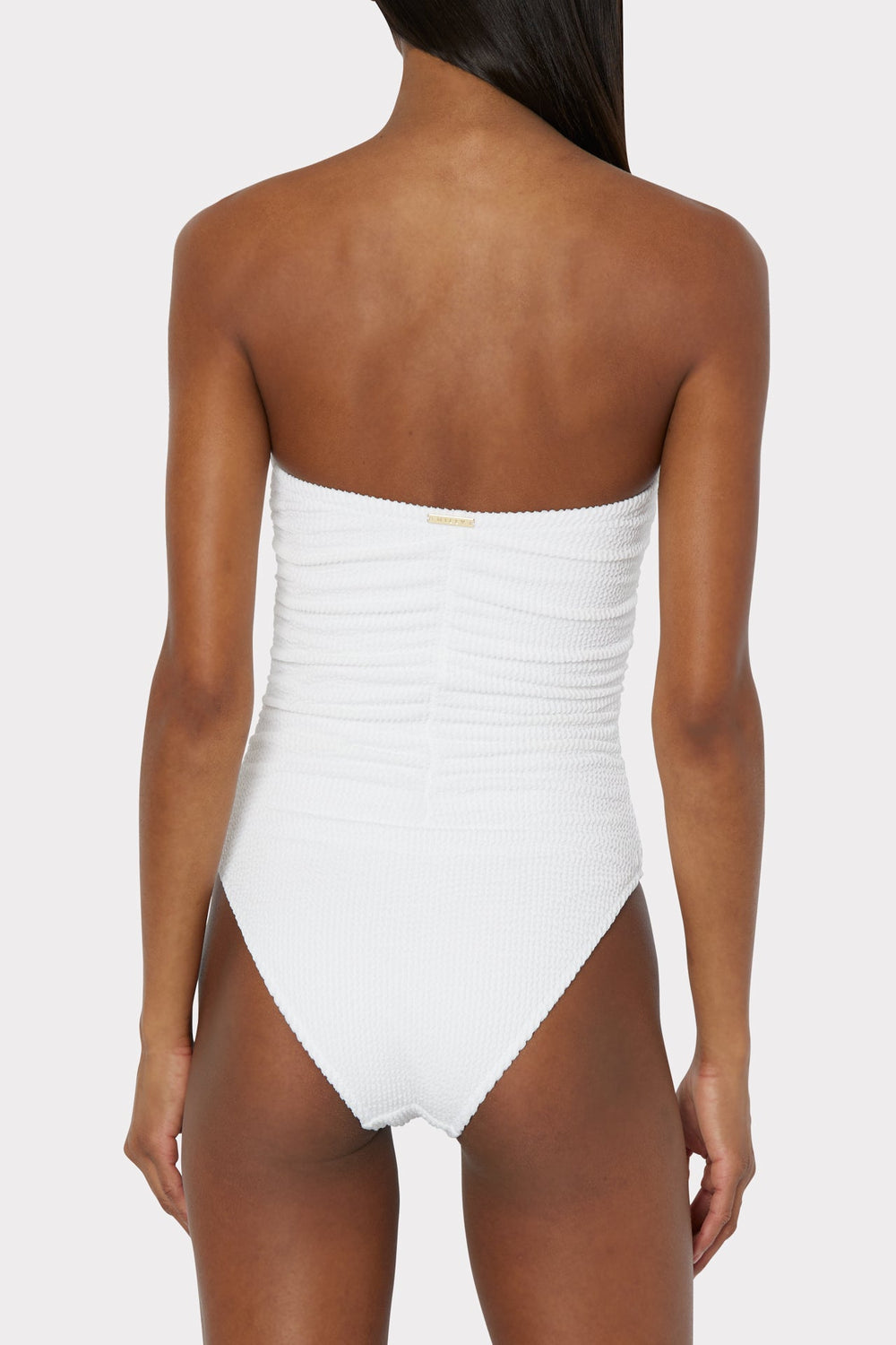 Textured Ruched One Piece - White