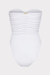 Textured Ruched One Piece - White